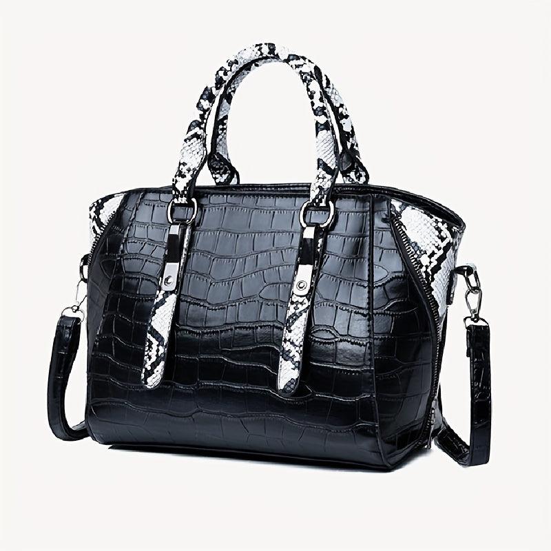 Crocodile & Snake Skin Embossed Bag Set PU Leather Crossbody Bag