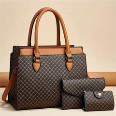Geometric Pattern Bag Set Tote Bag with Clutch Wallet