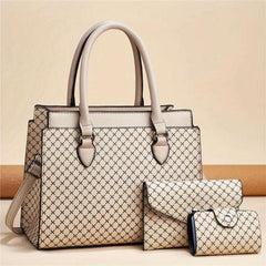 Geometric Pattern Bag Set Tote Bag with Clutch Wallet