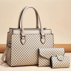 Geometric Pattern Bag Set Tote Bag with Clutch Wallet