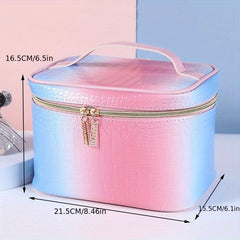 Gradient Crocodile Pattern Makeup Bag Organizer Lightweight Travel Toiletry Bag