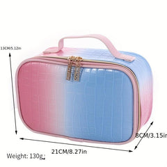 Gradient Crocodile Pattern Makeup Bag Organizer Lightweight Travel Toiletry Bag