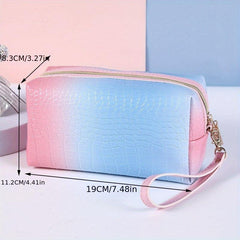 Gradient Crocodile Pattern Makeup Bag Organizer Lightweight Travel Toiletry Bag