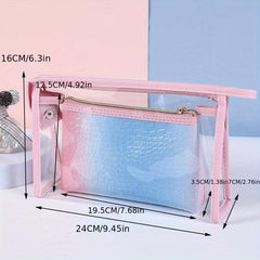 Gradient Crocodile Pattern Makeup Bag Organizer Lightweight Travel Toiletry Bag