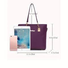 6Pcs Faux Leather Bag Set For Women Tote Bag with Travel Backpack & Wrist Purse