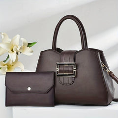 2Pcs Buckle Decor Bag Set Women's Handbags With Clutch Purse