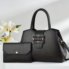 2Pcs Buckle Decor Bag Set Women's Handbags With Clutch Purse