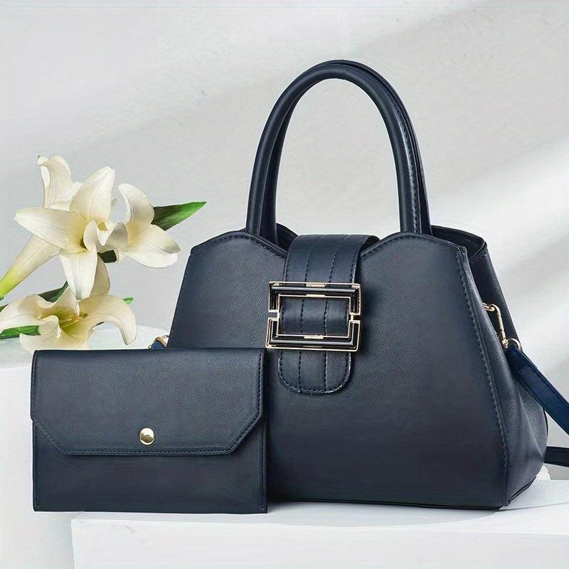 2Pcs Buckle Decor Bag Set Women's Handbags With Clutch Purse