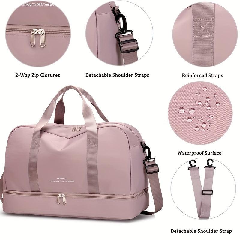 Travel Duffle Bag Set Wet Dry Separation Shoulder Weekend Luggage Cosmetic Bag