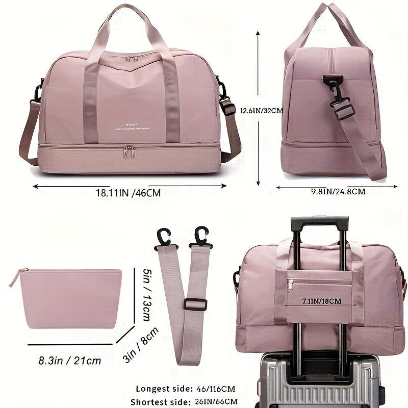 Travel Duffle Bag Set Wet Dry Separation Shoulder Weekend Luggage Cosmetic Bag