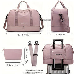 Travel Duffle Bag Set Wet Dry Separation Shoulder Weekend Luggage Cosmetic Bag