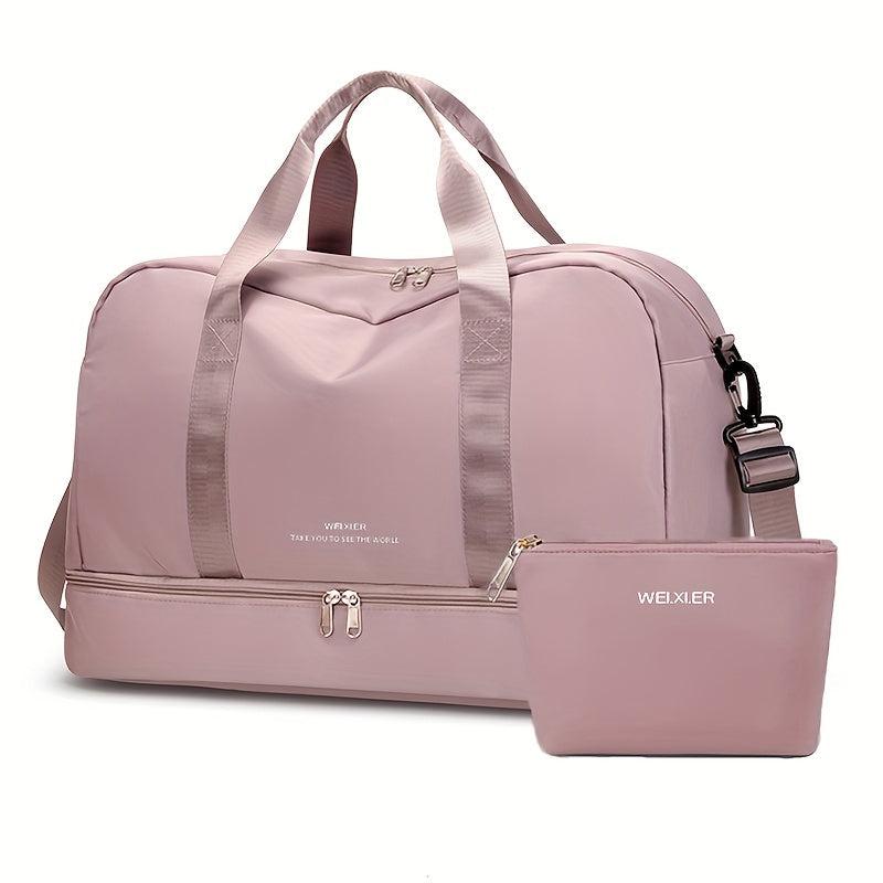 Travel Duffle Bag Set Wet Dry Separation Shoulder Weekend Luggage Cosmetic Bag
