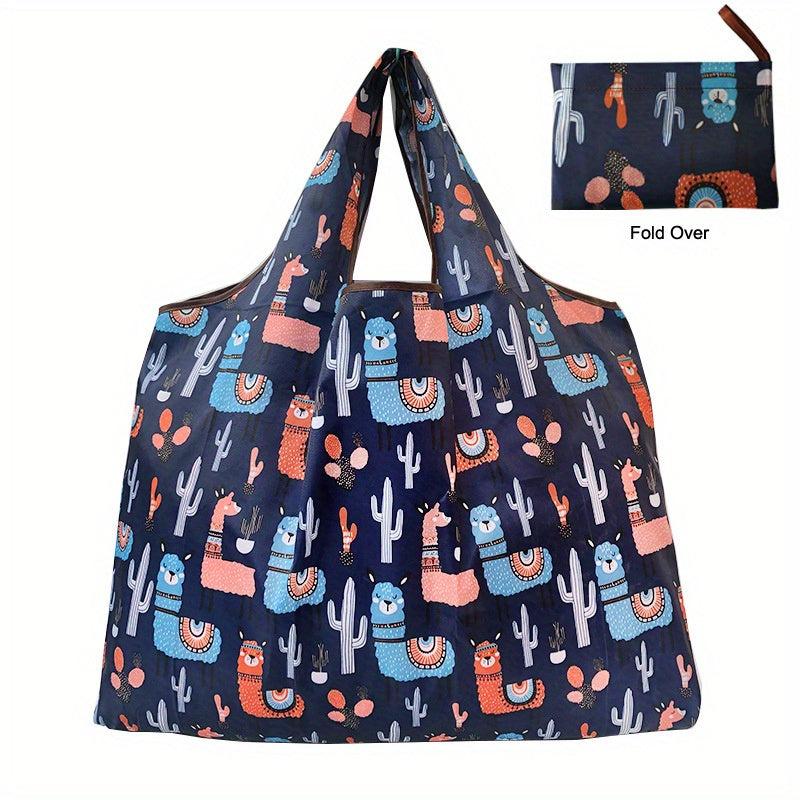 Large Capacity Plant Print Shoulder Bag Lightweight Portable Tote Bag