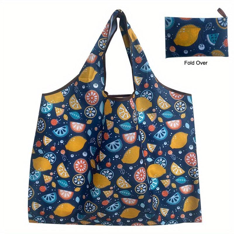 Large Capacity Plant Print Shoulder Bag Lightweight Portable Tote Bag