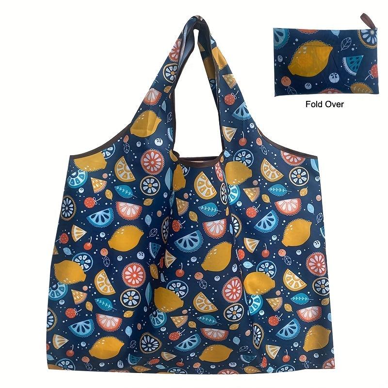 Large Capacity Plant Print Shoulder Bag Lightweight Portable Tote Bag