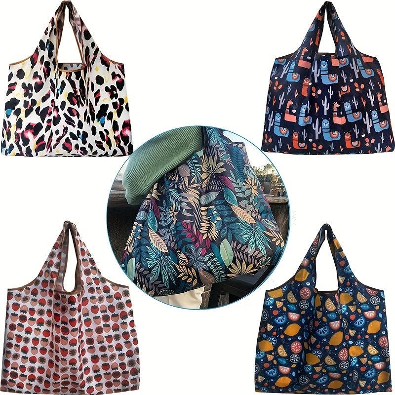 Large Capacity Plant Print Shoulder Bag Lightweight Portable Tote Bag