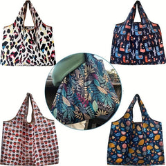 Large Capacity Plant Print Shoulder Bag Lightweight Portable Tote Bag