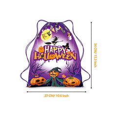 Halloween Drawstring Backpack Ghost Skull Elf Print Schoolbag