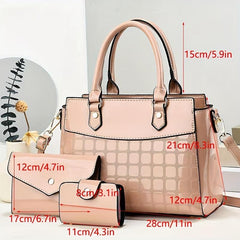 3pcs PU Leather Bag Set: Handbag, Crossbody, Clutch & Card Holder