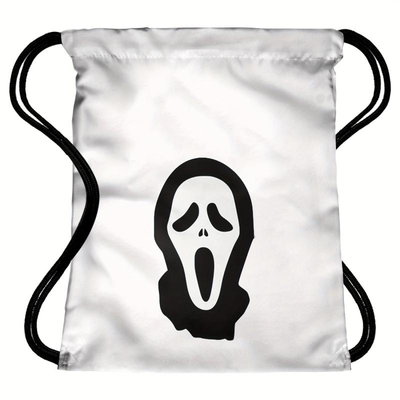 Halloween Printed Drawstring Backpack Ghost Skull Elf Bundle Pocket Bag