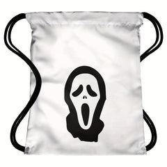 Halloween Printed Drawstring Backpack Ghost Skull Elf Bundle Pocket Bag