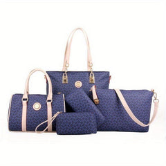 6 Pcs Geometric Pattern Tote Bag Sets Classic Bags Women's Vintage
