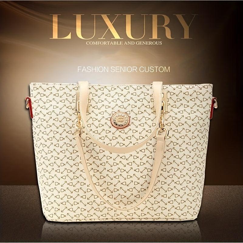6 Pcs Geometric Pattern Tote Bag Sets Classic Bags Women's Vintage