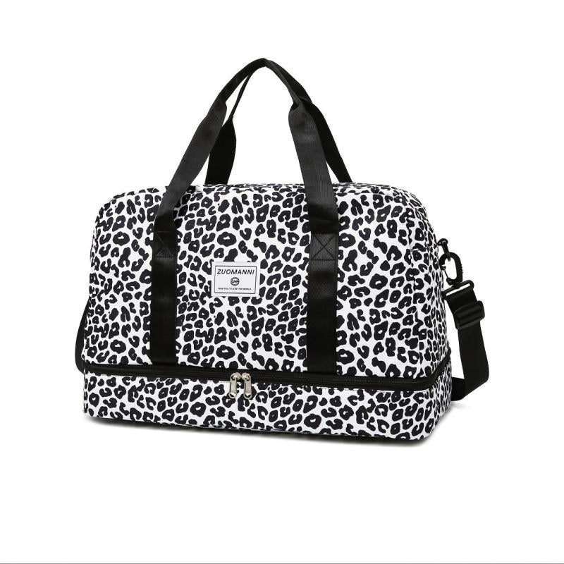 Leopard Pattern Sports Bag Lightweight Duffle Bag Portable Luggage Bag