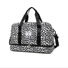 Leopard Pattern Sports Bag Lightweight Duffle Bag Portable Luggage Bag