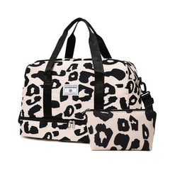 Leopard Pattern Sports Bag Lightweight Duffle Bag Portable Luggage Bag