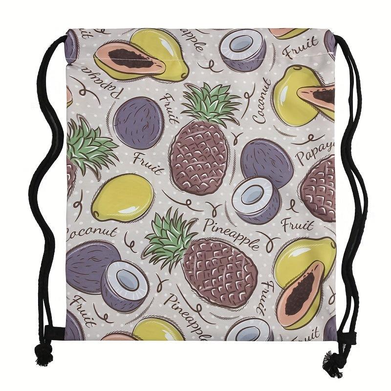 Fruits Print Drawstring Backpack Lightweight Sports Bag