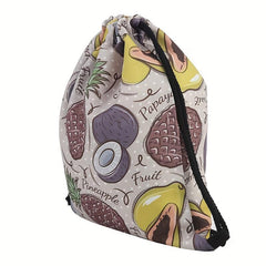Fruits Print Drawstring Backpack Lightweight Sports Bag
