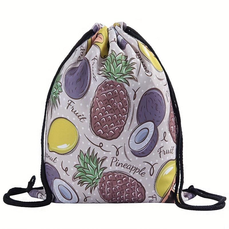 Fruits Print Drawstring Backpack Lightweight Sports Bag