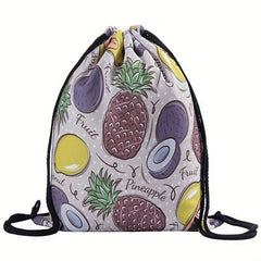 Fruits Print Drawstring Backpack Lightweight Sports Bag