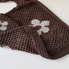 Floral Pattern Crochet Hobo Bag Women's Casual Shoulder Bag