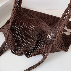 Floral Pattern Crochet Hobo Bag Women's Casual Shoulder Bag