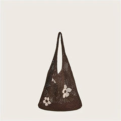 Floral Pattern Crochet Hobo Bag Women's Casual Shoulder Bag