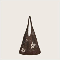Floral Pattern Crochet Hobo Bag Women's Casual Shoulder Bag