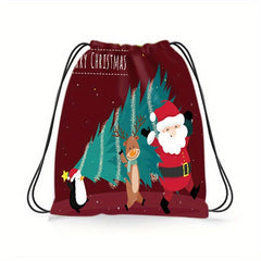 Christmas Party Bundle Drawstring Backpack Xmas Candy Pocket