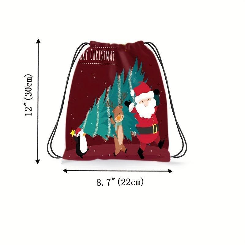 Christmas Party Bundle Drawstring Backpack Xmas Candy Pocket