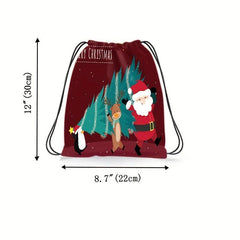 Christmas Party Bundle Drawstring Backpack Xmas Candy Pocket