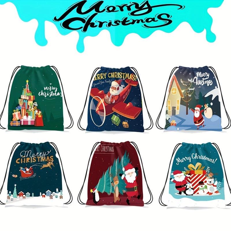 Christmas Party Bundle Drawstring Backpack Xmas Candy Pocket