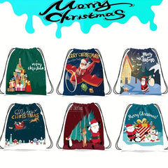 Christmas Party Bundle Drawstring Backpack Xmas Candy Pocket