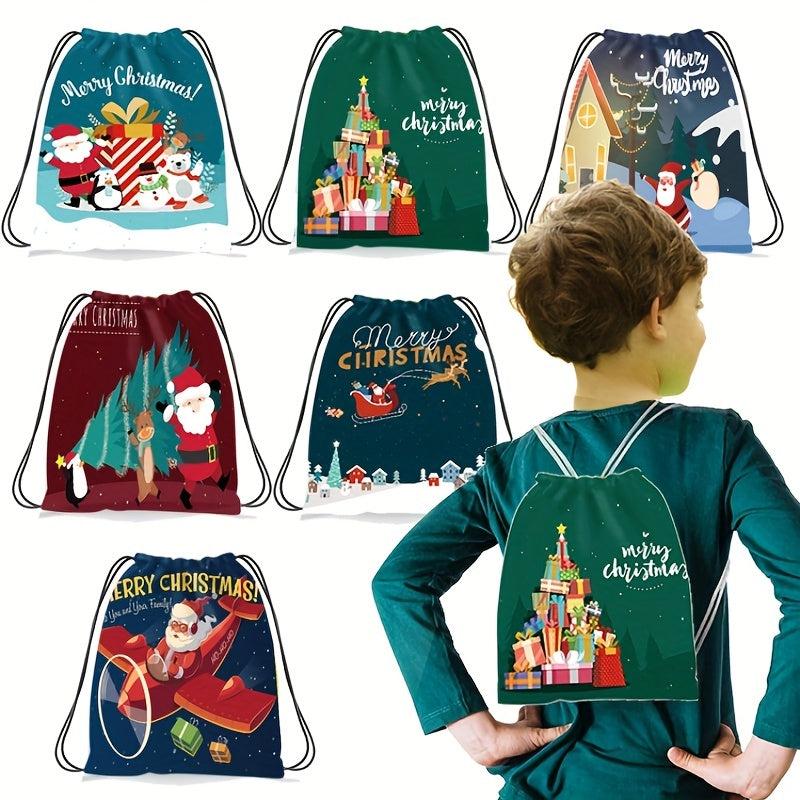 Christmas Party Bundle Drawstring Backpack Xmas Candy Pocket
