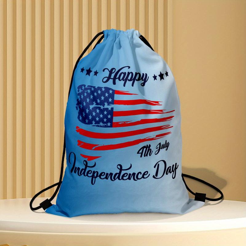 American Flap Pattern Drawstring Backpack Lightweight Rucksack