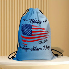 American Flap Pattern Drawstring Backpack Lightweight Rucksack
