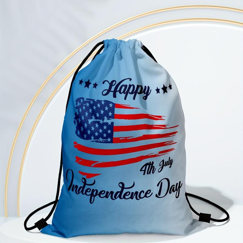 American Flap Pattern Drawstring Backpack Lightweight Rucksack