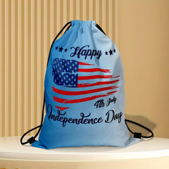 American Flap Pattern Drawstring Backpack Lightweight Rucksack