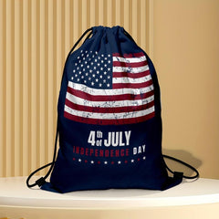 American Flap Pattern Drawstring Backpack Lightweight Rucksack