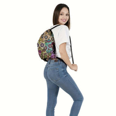 Vintage Skull Print Bundle Drawstring Sports Gym Bag